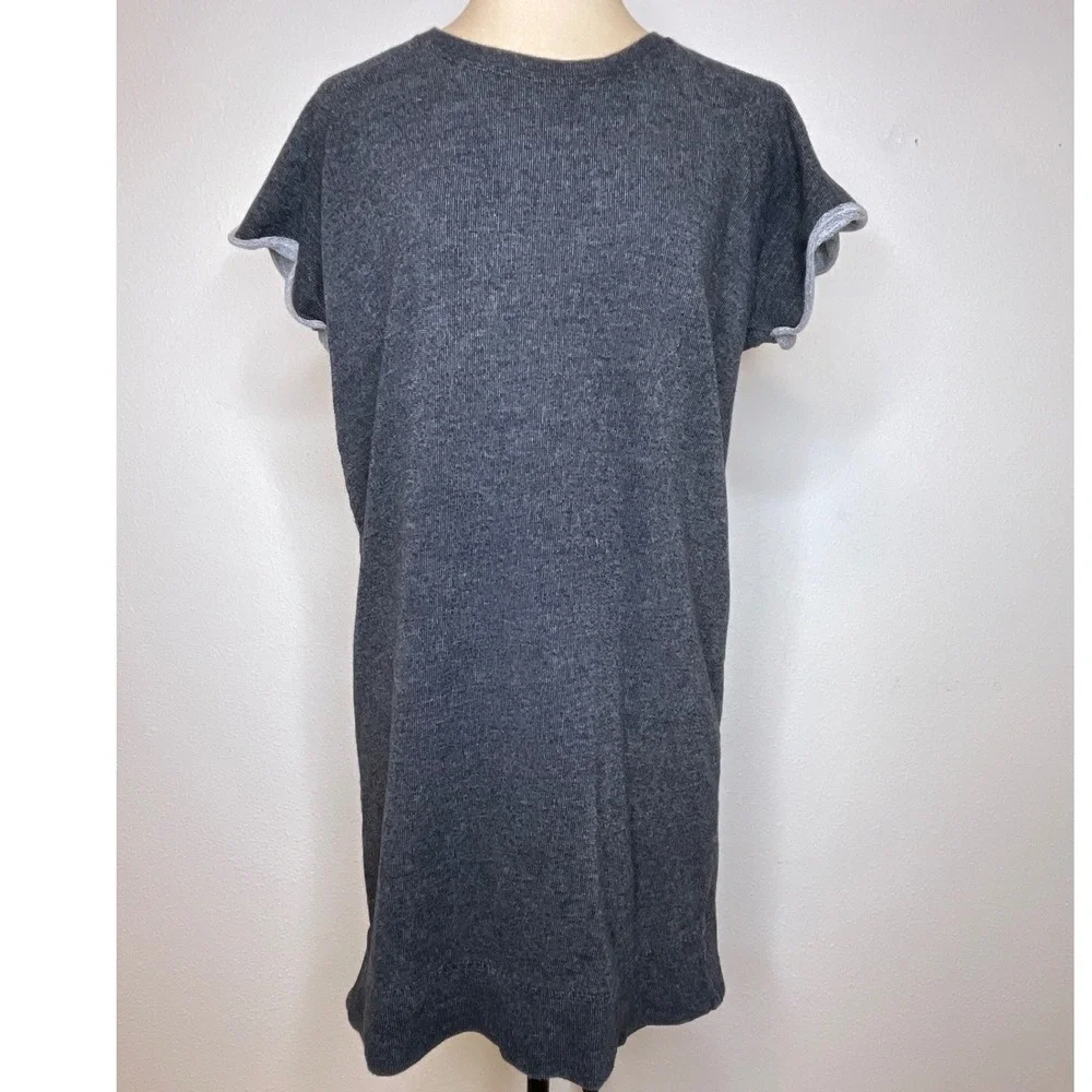 Pact Organic Womens T-Shirt Dress Short Sleeve Granola French Terry S Charcoal